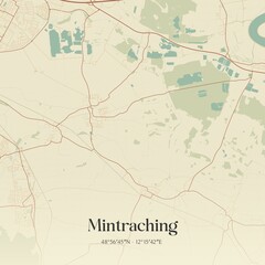 Vintage map of Mintraching, Germany.