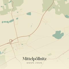 Vintage map of Mittelpollnitz, Germany.