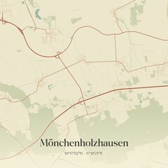 Vintage map of Monchenholzhausen, Germany.