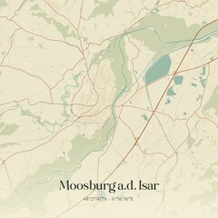 Fototapeta premium Vintage map of Moosburg a.d. Isar, Germany.