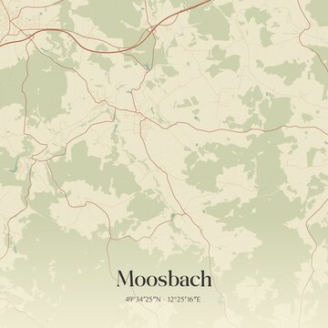 Vintage map of Moosbach, Germany.