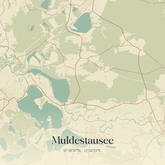 Vintage map of Muldestausee, Germany.