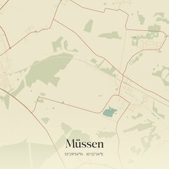 Vintage map of Mussen, Germany.