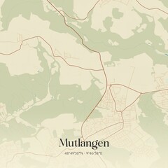 Fototapeta premium Vintage map of Mutlangen, Germany.