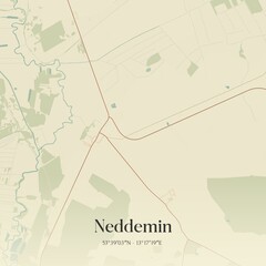 Vintage map of Neddemin, Germany.