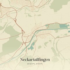 Vintage map of Neckartailfingen, Germany.