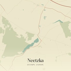 Fototapeta premium Vintage map of Neetzka, Germany.