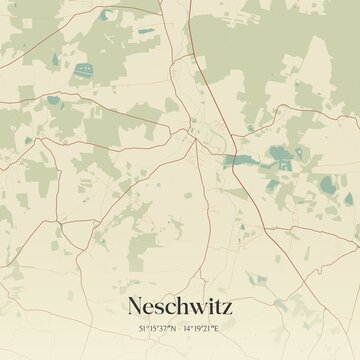 Vintage map of Neschwitz, Germany.