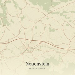 Vintage map of Neuenstein, Germany.