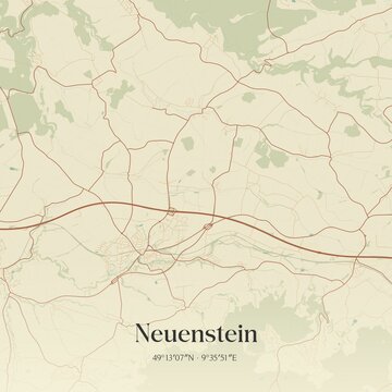 Vintage map of Neuenstein, Germany.