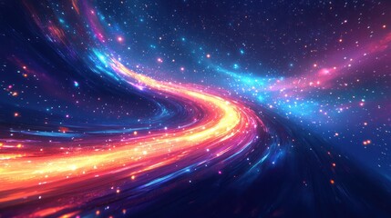 Obraz premium Cosmic highway swirling through nebula, vibrant energy, starscape backdrop, digital art