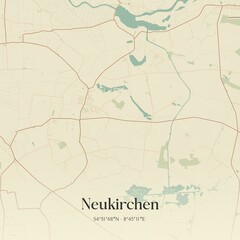 Fototapeta premium Vintage map of Neukirchen, Germany.