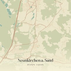 Vintage map of Neunkirchen a. Sand, Germany.