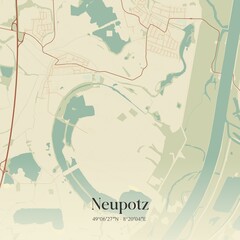 Vintage map of Neupotz, Germany.
