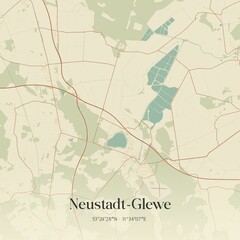 Vintage map of Neustadt-Glewe, Germany.