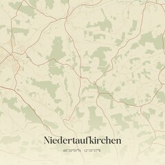 Vintage map of Niedertaufkirchen, Germany.