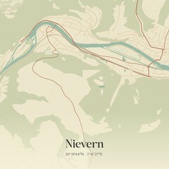 Vintage map of Nievern, Germany.