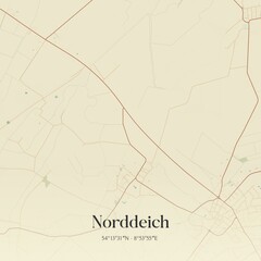 Vintage map of Norddeich, Germany.
