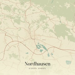 Vintage map of Nordhausen, Germany.