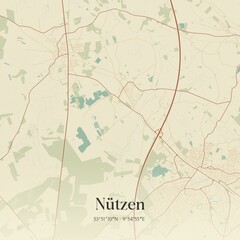 Vintage map of Nutzen, Germany.