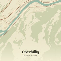 Vintage map of Oberbillig, Germany.