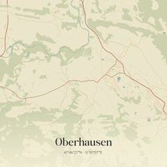 Vintage map of Oberhausen, Germany.