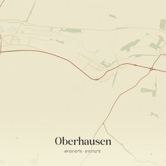 Vintage map of Oberhausen, Germany.