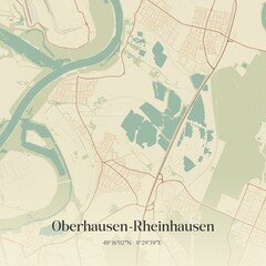 Fototapeta premium Vintage map of Oberhausen-Rheinhausen, Germany.