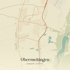 Vintage map of Obermeitingen, Germany.