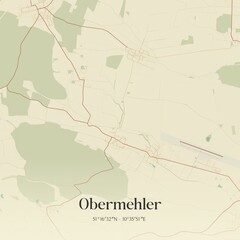 Fototapeta premium Vintage map of Obermehler, Germany.