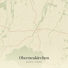 Vintage map of Oberneukirchen, Germany.