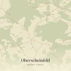 Fototapeta premium Vintage map of Oberscheinfeld, Germany.