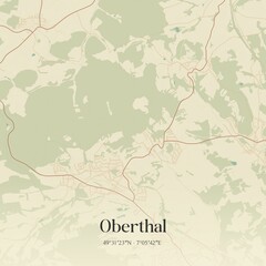 Vintage map of Oberthal, Germany.