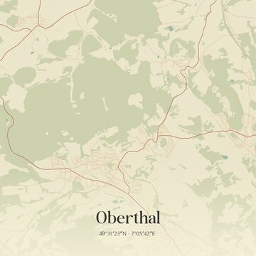 Vintage map of Oberthal, Germany.