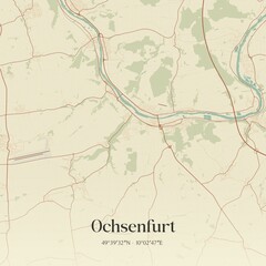 Vintage map of Ochsenfurt, Germany.