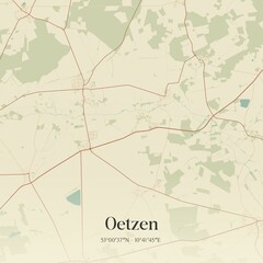 Vintage map of Oetzen, Germany.