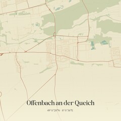 Obraz premium Vintage map of Offenbach an der Queich, Germany.