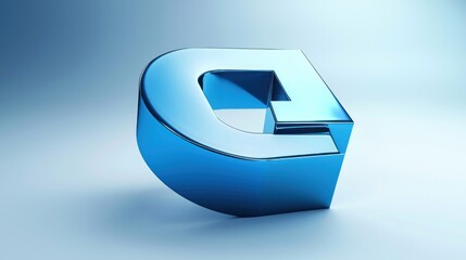 3D metallic blue letter D.