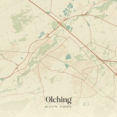 Obraz premium Vintage map of Olching, Germany.