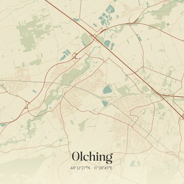 Vintage map of Olching, Germany.