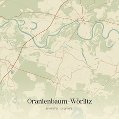 Obraz premium Vintage map of Oranienbaum-Worlitz, Germany.