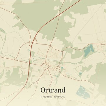 Vintage map of Ortrand, Germany.