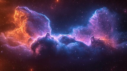 Fototapeta premium Stunning cosmic nebula illuminated by vibrant colors and stars in the universe