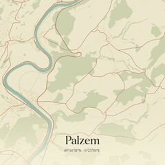 Vintage map of Palzem, Germany.