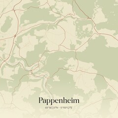 Vintage map of Pappenheim, Germany.
