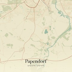 Vintage map of Papendorf, Germany.