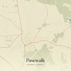 Vintage map of Pasewalk, Germany.
