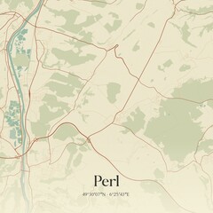 Fototapeta premium Vintage map of Perl, Germany.