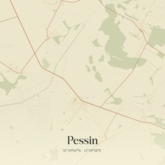 Vintage map of Pessin, Germany.