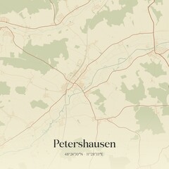 Vintage map of Petershausen, Germany.